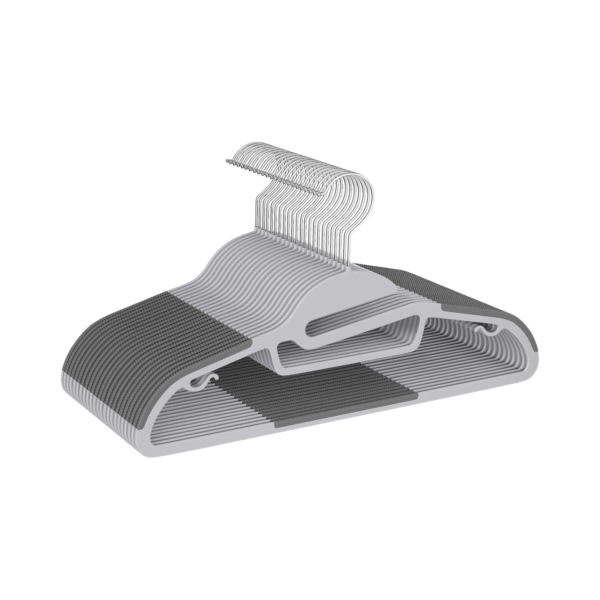 Grey Color Plastic Hangers Non-Slip Swivel Hook Space Saving Organizer