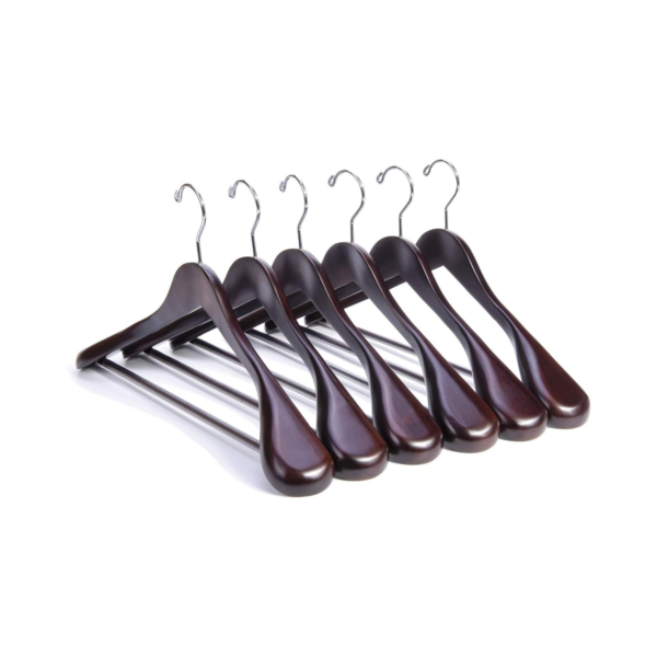 Luxury Mahogany Wooden Suit Hangers Glossy Finish with Hooks Screw